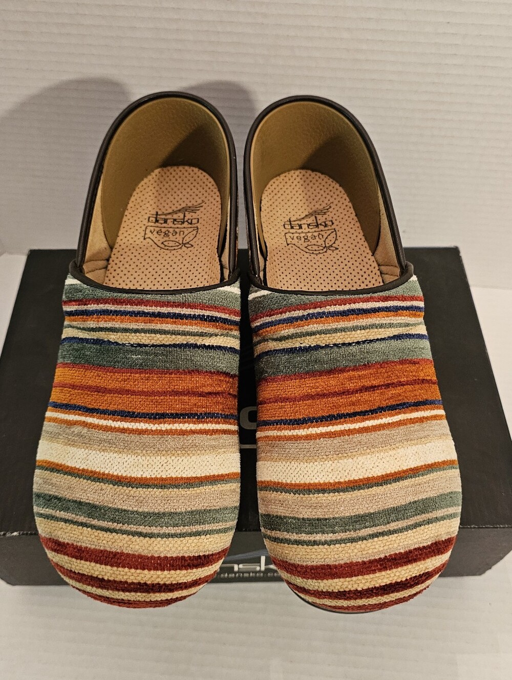 Dansko Vegan Pro Striped Multicolor Slip-On Clogs - Picture 8 of 13